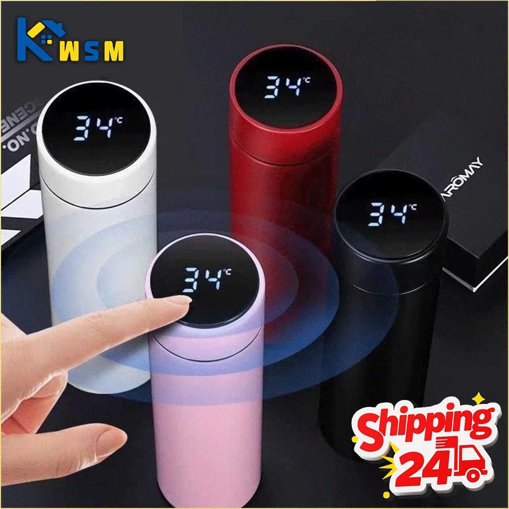 500ml Stainless Steel Thermos Cup with Temperature Display Outdoor Vacuum Insulated Divided Bottle Travel Mug Fathers Day Gift